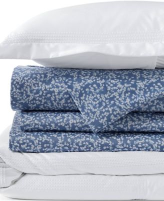 Lands' End 400 Thread Count Premium Supima Cotton No Iron Sateen Embroidered Duvet Bed Cover