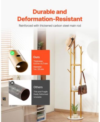 Freestanding Coat Rack Stand with Quartz Stone Base and 9 Hooks