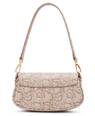 Faux Snake Sculpted Plaque East West Shoulder Bag