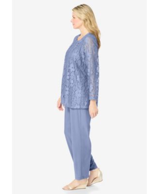 Plus Size 3-Piece Lace Jacket/Tank/Pant Set