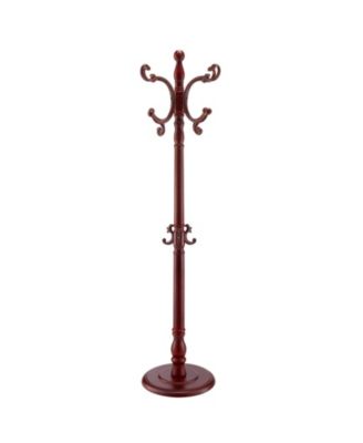 Wooden Freestanding Coat Rack with Large Base and 11 Hooks