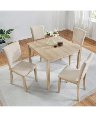 5-Piece Dining Table Set for 4, Small Kitchen Table and Chairs Set, Modern Wooden Dining Set for Apartment or Breakfast Nook