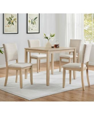 5-Piece Dining Table Set for 4, Small Kitchen Table and Chairs Set, Modern Wooden Dining Set for Apartment or Breakfast Nook