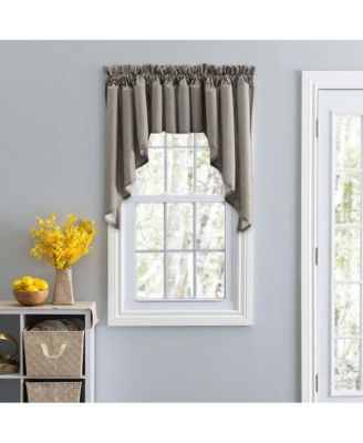 Stacey Lined 3" Rod Pocket High Quality Fabric Solid Color Window Swag Set 126"x36" Grey