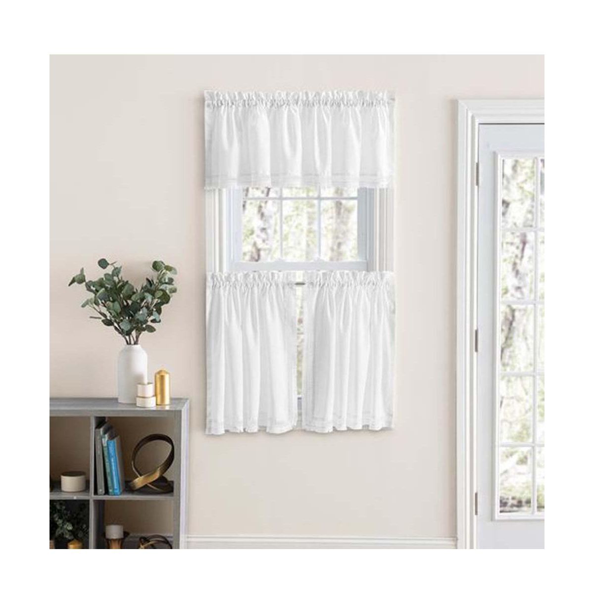 Ellis CurtainIntricate Brush Fringe Sewn on Bottom Edge 1.5" Rod Pocket Only Tailored Valance 80"x15" White