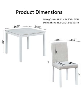 5-Piece Square Dining Table Set with 4 Upholstered Chairs, Crystal Trim Wood Table for Kitchen or Small Dining Room-Maison Boucle