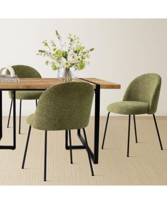 Modern 5-Piece Dining Set for 4, Rectangular Table with Sturdy Metal Frame and Upholstered Chairs for Small Dining Room