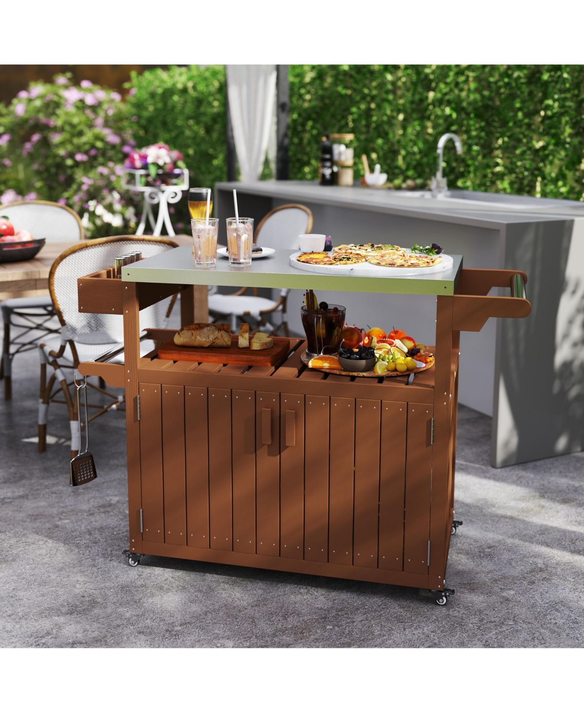 Slickblue Multi-Functional Camping Cart for Cooking, Dining, and Food Storage Outdoors
