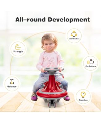 Wiggle Car Ride-on Toy with Flashing Wheels-Red