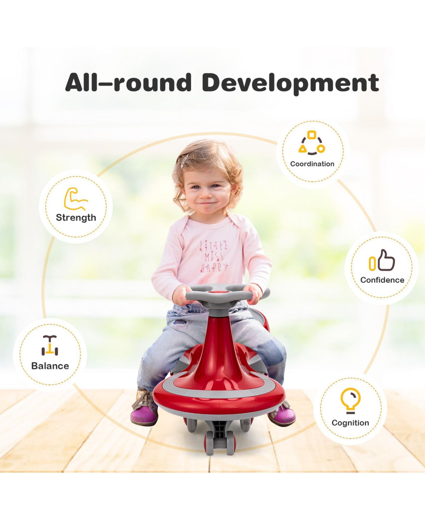 Детская игрушка SUGIFT Wiggle Car Flashing Wheels Ride-On Toy, Ages 3+, цвет: Красный — фото 7