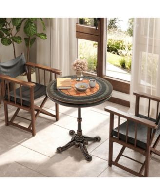 32" Patio Dining Table with 1.6" Umbrella Hole & Lid DPC Tabletop for Backyard