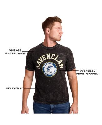 Men's Ravenclaw Varsity Black Vintage Mineral Wash Crew Neck Short Sleeve T-shirt