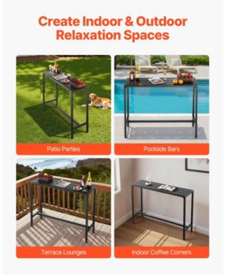 Patio Dining Bar Table 47 x 15" with Waterproof Surface for Outdoor Use