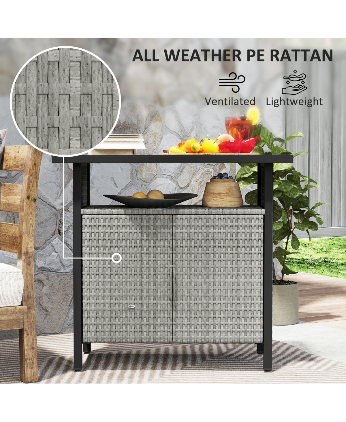 Outsunny Outdoor Pool Towel Storage Cabinet Organizer with Shelf Mixed