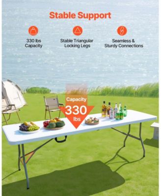 Lightweight 8 Ft Portable Folding Table with Handle for Easy Transport