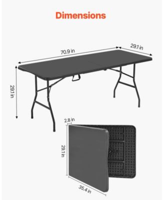 Lightweight 6 Ft Portable Folding Table with Handle for Easy Transport
