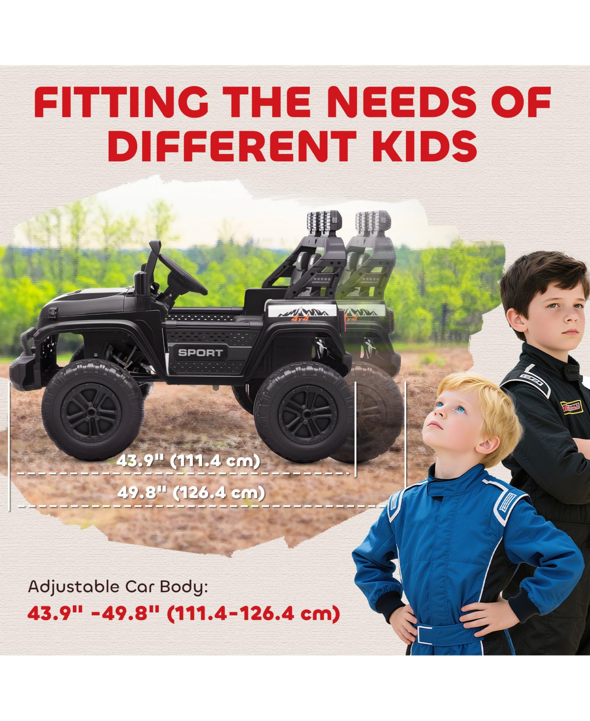 Qaba 24V Ride on Truck Car with 2-Seater, Electric 4 Motors,