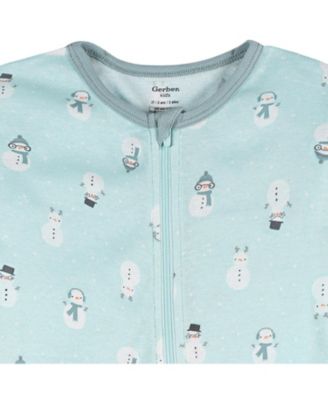 Toddler Boys 2-Pack Snug Fitting Footless Pajamas, Blue Snowman