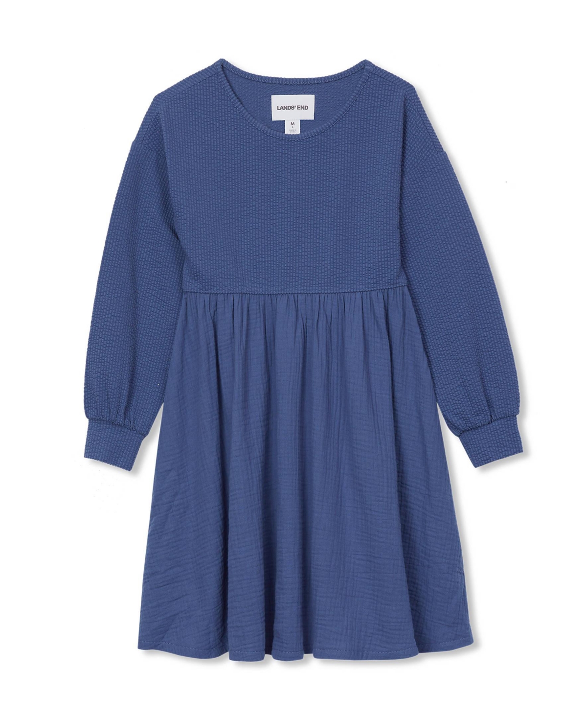 Lands' End Girls Long Sleeve Ribbed Dress
