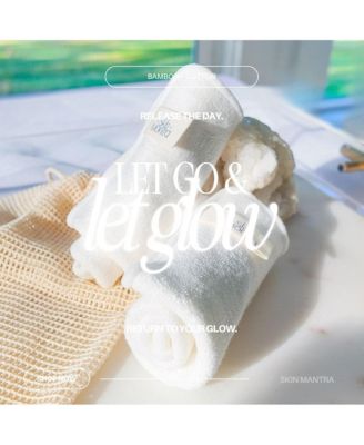 Let Glow Bamboo + Cotton Facial Cleansing Cloths, 2-Pack with Mesh Wash Bag