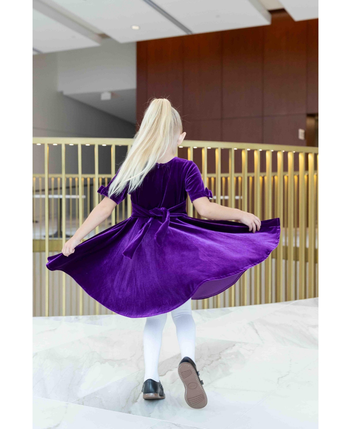 Florence Eiseman Toddler Girls Stretch Velvet Dress With Sleeve Bows