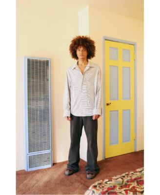 Men's Striped Cotton-Blend Woven Relaxed-Fit Shirt