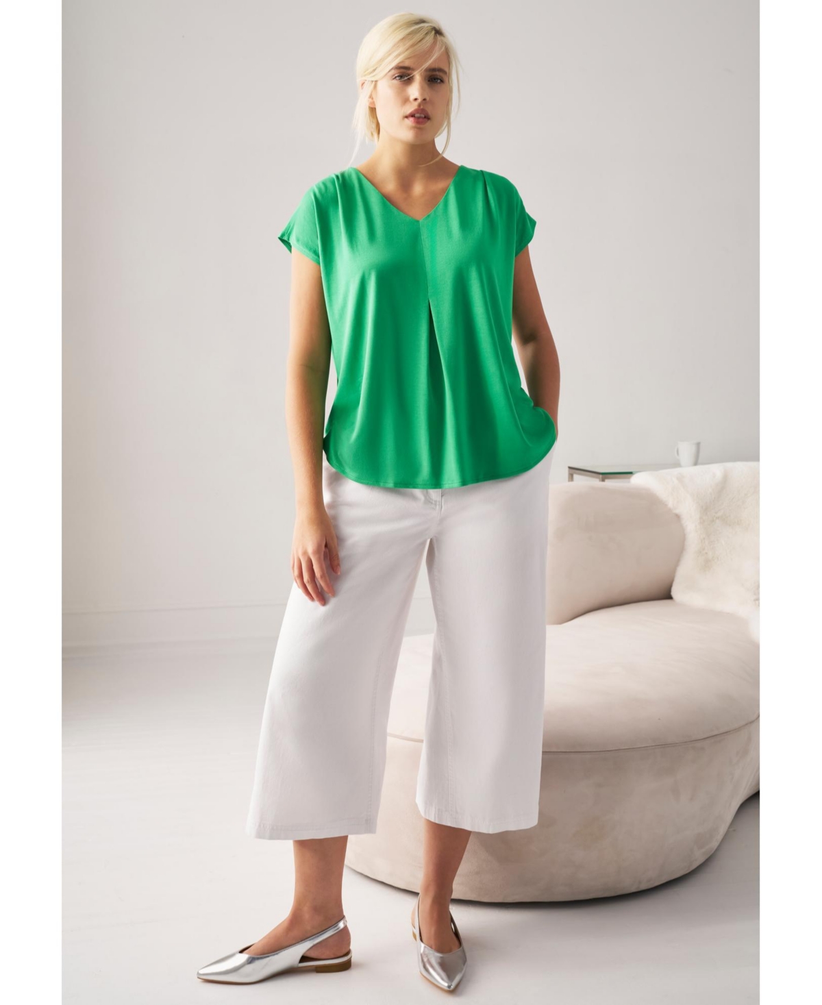 ellos Women's Lightweight Wide-Leg Crop Jeans