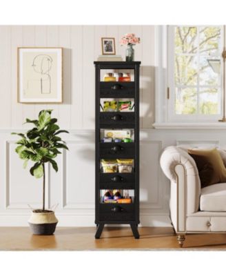 5-Tier Narrow Snack Stand Kitchen Stand Fruit Basket Set of 2,Wood Fruit and Vegetable Storage Rack