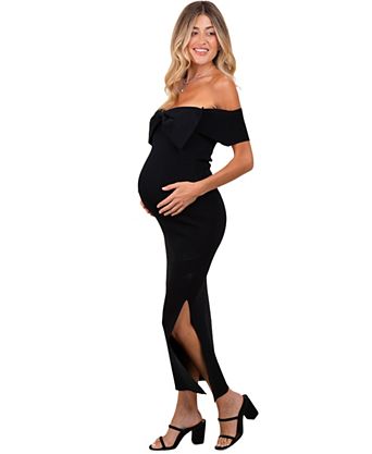 cocktail dresses for pregnant women Ingrid & Isabel Printed Mock Neck Maternity Dress Black and White Dot Essential 3/4 sleeve maternity dresses for maternity/pregnancy/postpartum moms Feancey Maternity Formal Dresses for
