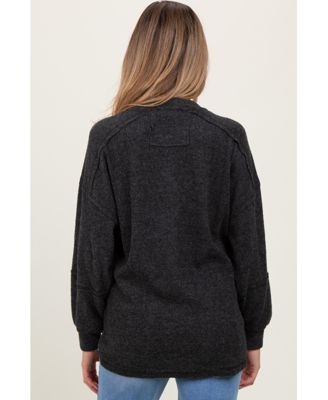 Maternity Oversized Ribbed Knit Henley Sweater