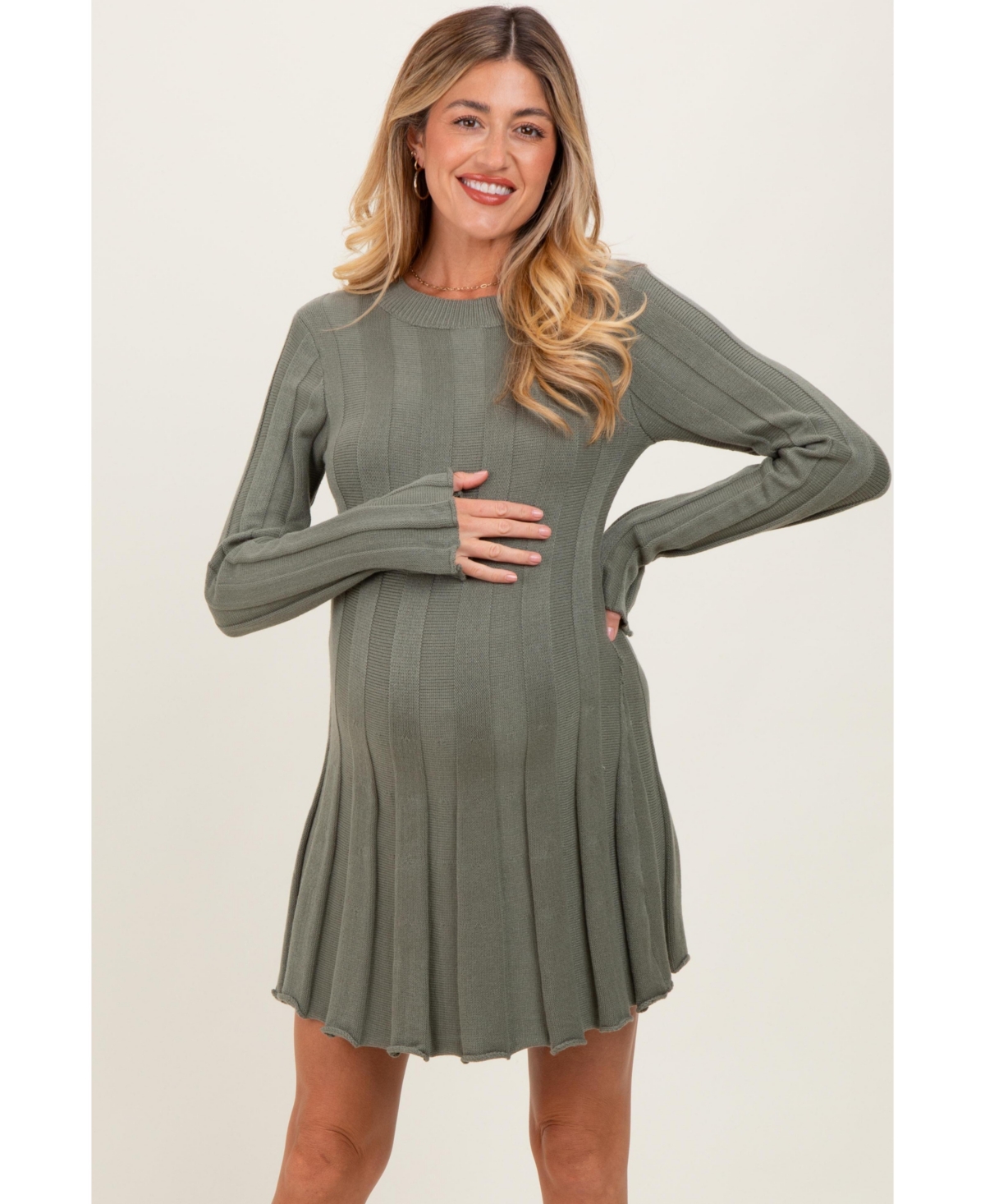 Pinkblush Maternity Olive Wide Rib Mini Sweater Dress