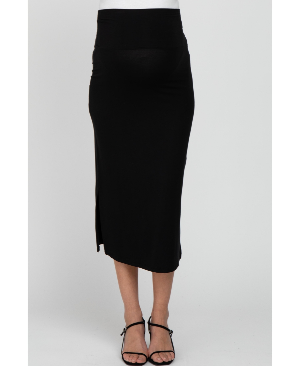 Pinkblush Maternity Solid Side Slit Midi Skirt