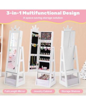 Free-Standing Full Length Kids Jewelry Armoire Cabinet