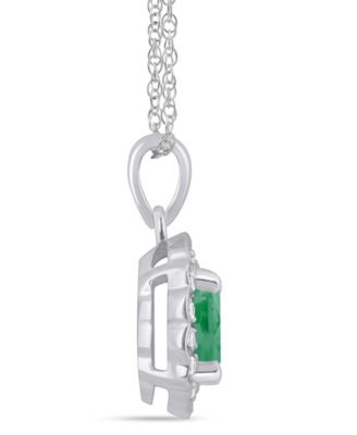 Gemstone and Diamond Halo Pendant Necklace (1/20 ct. t.w.) in 10k White Gold 