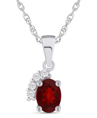 Gemstone and Diamond Pendant Necklace (1/20 ct. t.w.) in 10k White Gold (also 10k Yellow Gold)