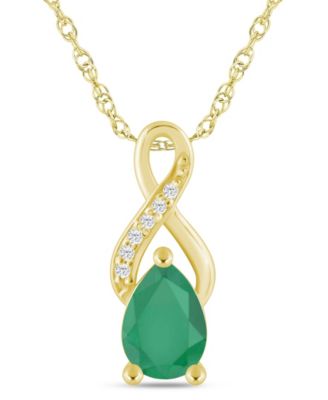 Gemstone and Diamond Accent Pendant Necklace in 10k White Gold