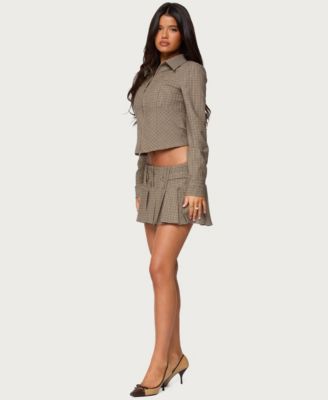 Women's Lockette Plaid Pleated Mini Skort