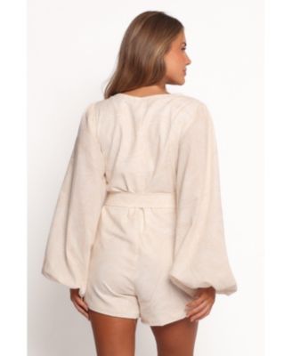 Women's Cassian Belted Romper - Tan Swirl Bodysuits