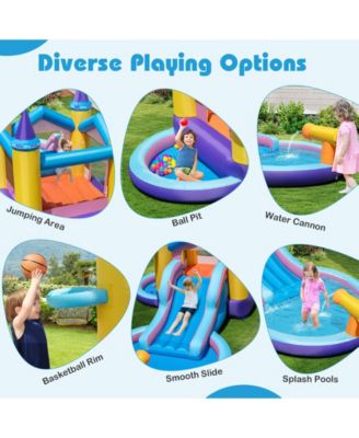 6-in-1 Inflatable Kids Water Park with 735W Blower
