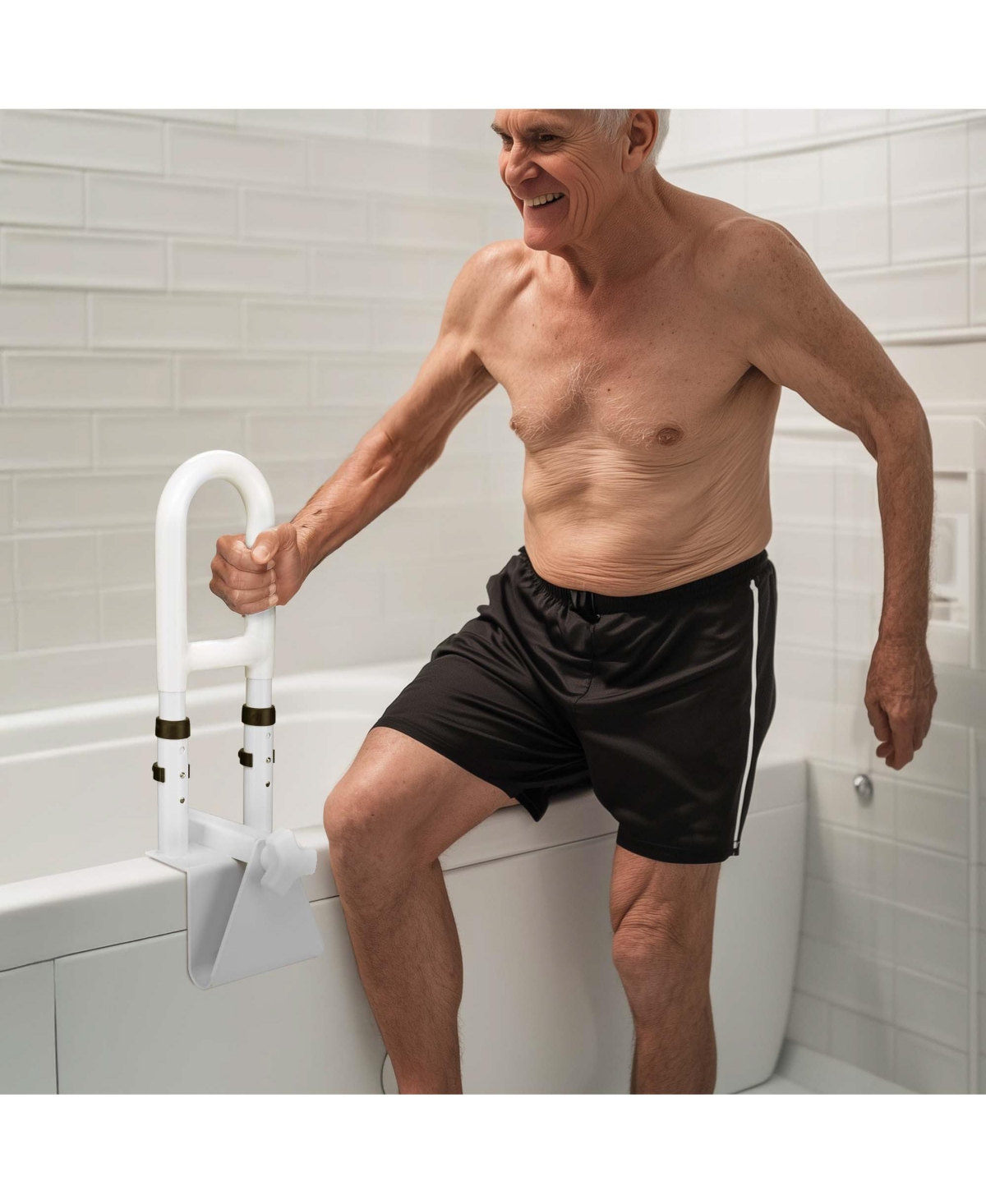 Yescom Bathtub Grab Bar Safety Rail Adjustable Shower Handle Locking Clamp 330Lbs