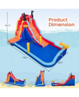 5-in-1 Inflatable Bounce House with 2 Water Slides and Large Splash Pool With 950W Blower