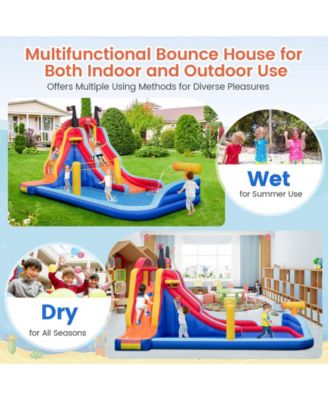 5-in-1 Inflatable Bounce House with 2 Water Slides and Large Splash Pool With 950W Blower