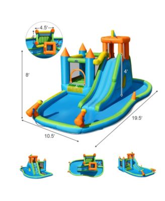 Inflatable Water Slide Kids Bounce House Splash Water Pool with 735W Blower
