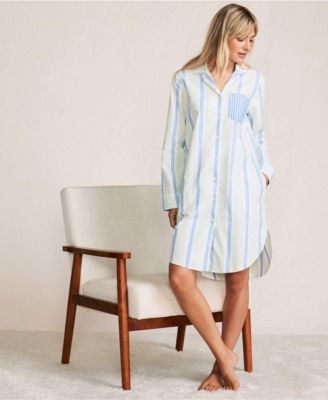 Women's Cotton Poplin Long Sleeve Sleepshirt Nightgown