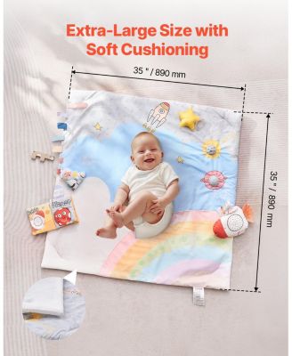 Baby Play Gym Mat with 6 Sensory Toys, Tummy Time Activity Mat 35" x 35