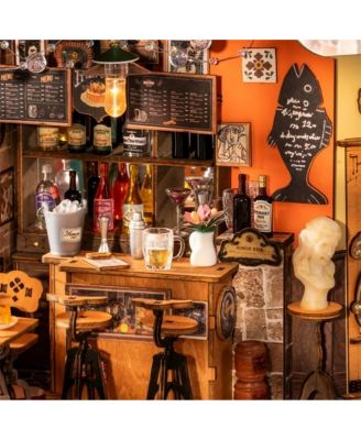 3D Puzzles Miniature House DIY Craft Kit, Wooden Puzzle Bar Restaurant Dollhouse for Adults