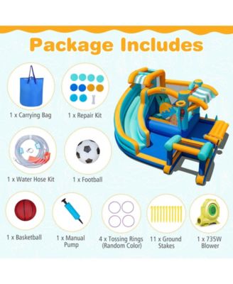 Inflatable Water Slide Bounce House Kids Jump Castle with 735W Blower