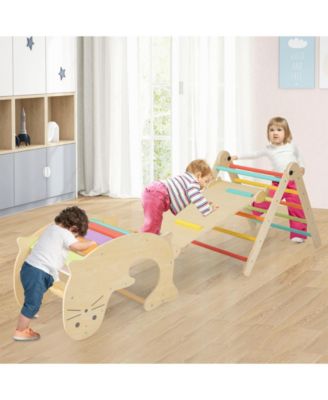 7-in-1 Indoor Climbing Toys for Toddlers with Reversible Ramp-Multicolor