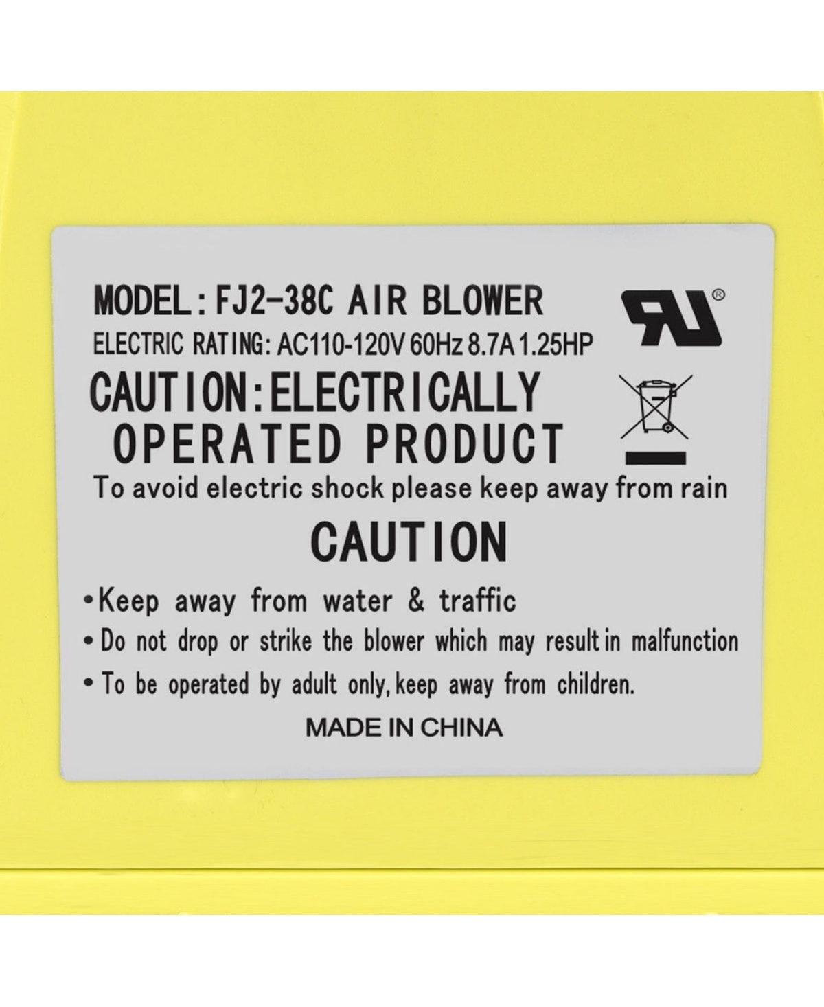 Sugift 950 W 1.25 Hp Air Blower Pump Fan for Inflatable Bounce House