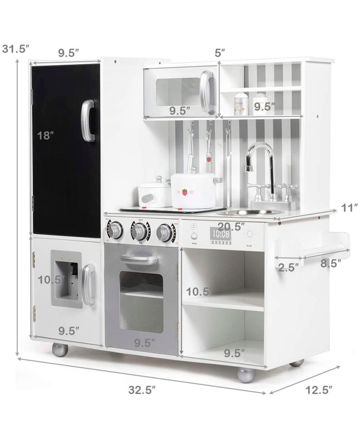 Wooden Pretend Play Kitchen Sets with Simulated Sound